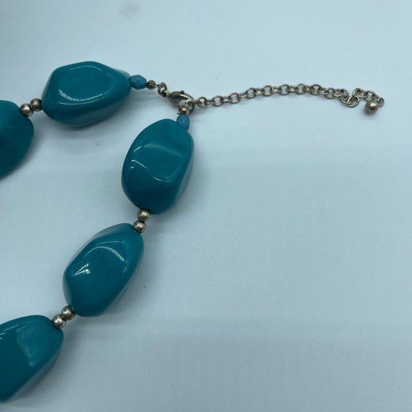 Color Black Accent Necklace OS Teal Blue Beads Costume Jewelry - Picture 5 of 8